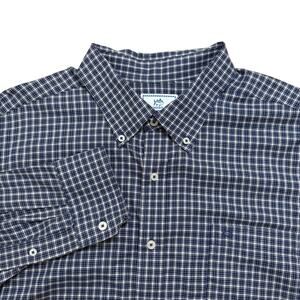 Southern Tide Long Sleeve Button Down Shirt Navy Blue White Plaid Size XXL